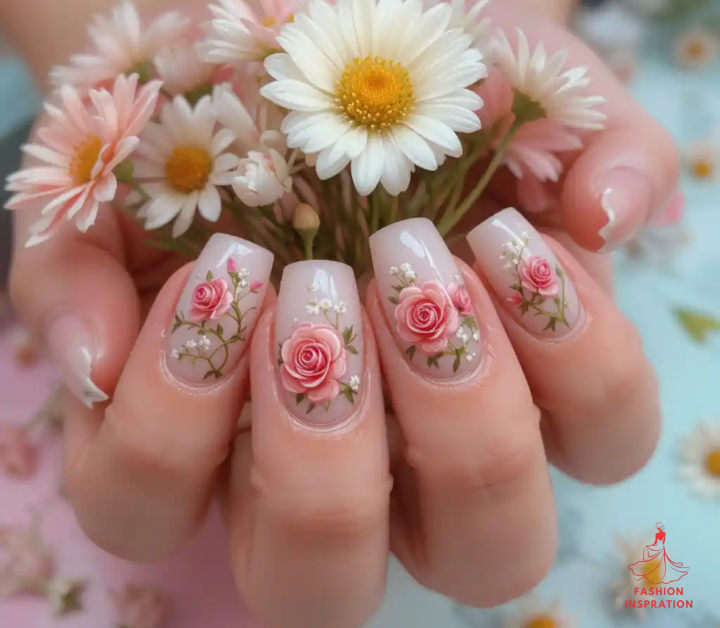 Floral Patterns with Nail Ideas Acrylic