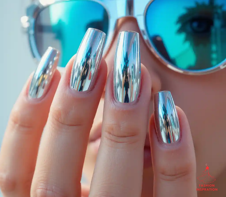 Metallic Shine in Nail Ideas Acrylic 