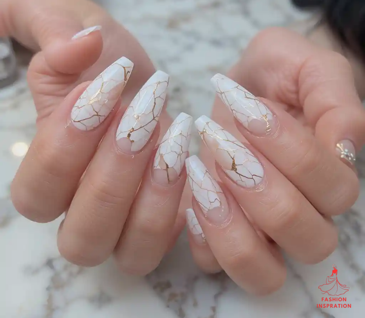 Marble Effect Nail Ideas Acrylic 