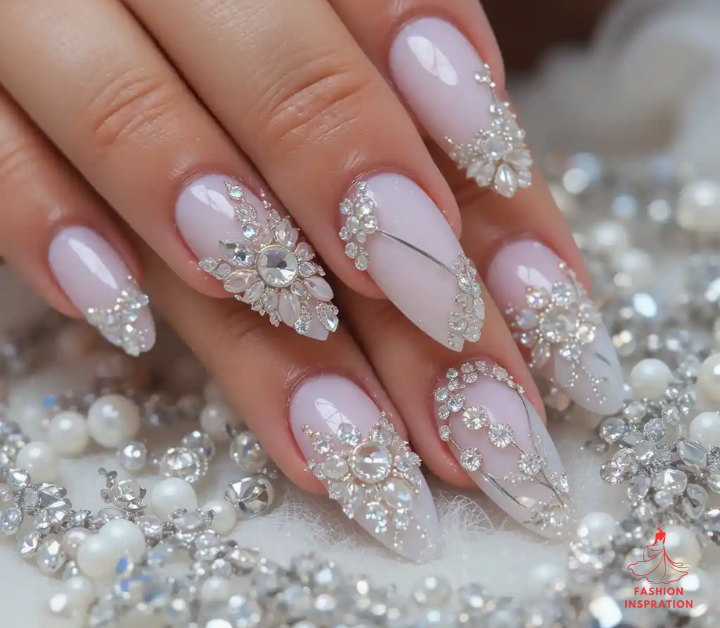 Crystal Accents in Nail Ideas Acrylic 