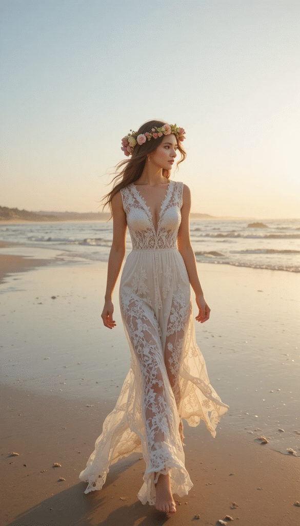 The Charm of Bohemian Beach Wedding Dress Designs