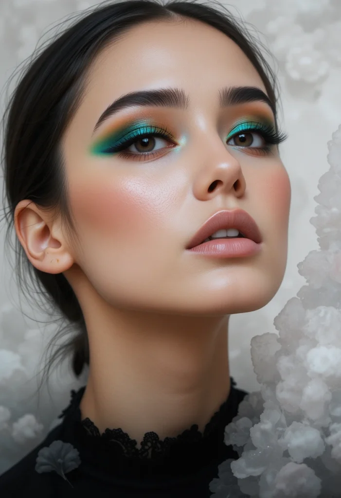 Brown Eye Makeup with Colored Accents