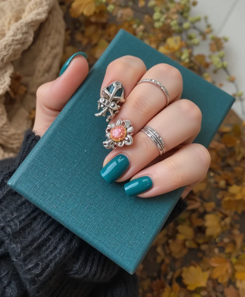  Dark Teal Fall Nail Colors
