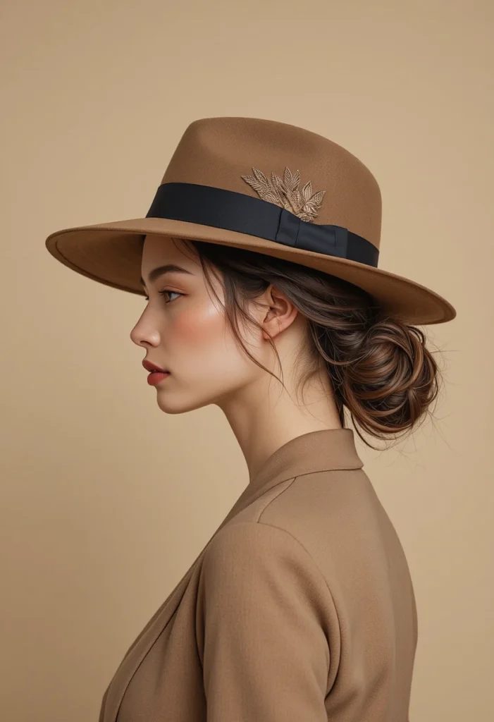 15 Trendy Hat Hairstyles to Elevate Your Look Instantly 3 Low Bun Hat Hairstyles