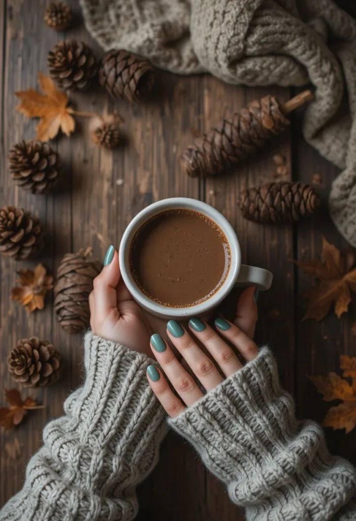 Forest Green – Earthy Elegance in Dark Fall Nail Colors