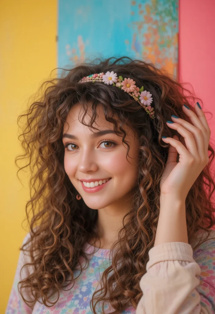 Curly Hairstyles with Accessories for Extra Flair