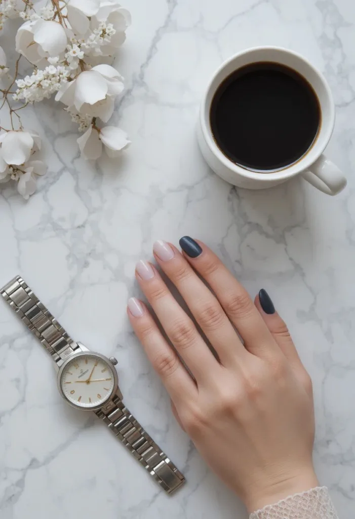Charcoal Gray – Modern Minimalism in Dark Fall Nail Colors