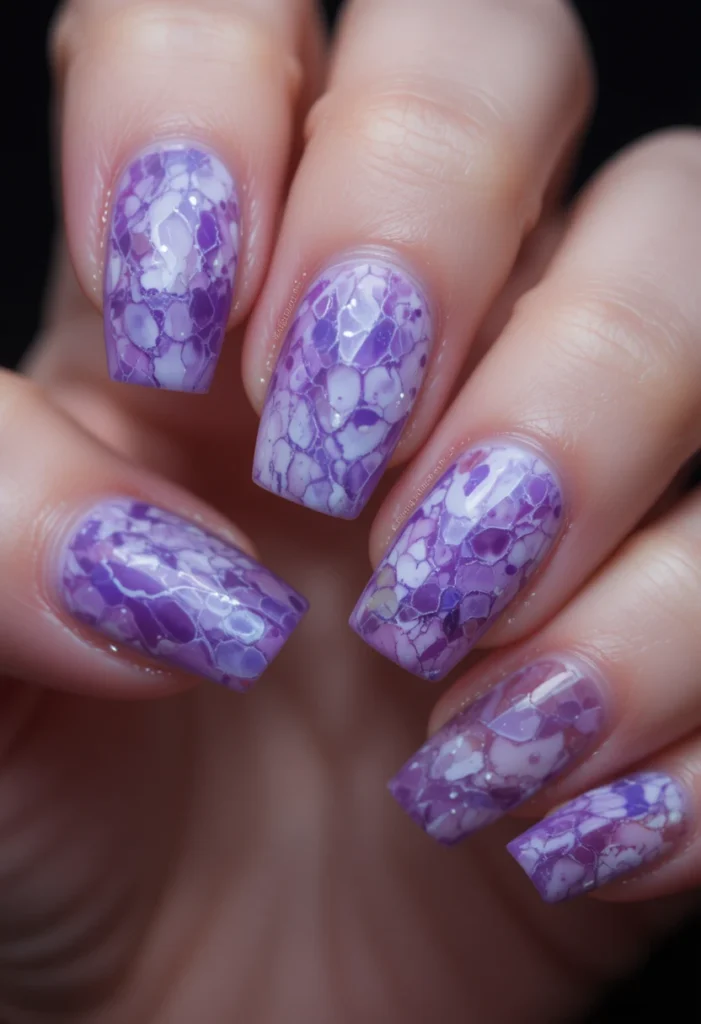 Marble Effect Purple Nail Designs