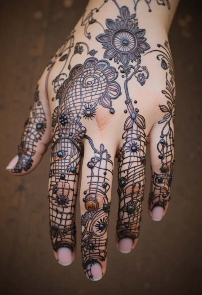  Mesh and Net Mehandi Designs