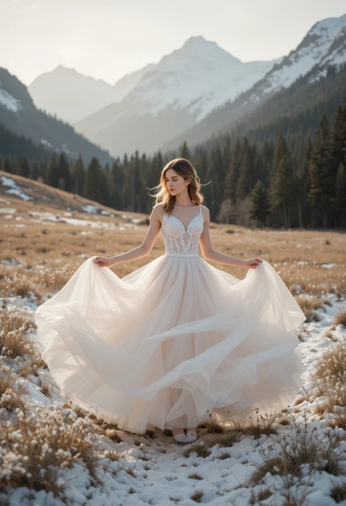 15+Winter Wedding Dresses 7 Layered Tulle Winter Wedding Dresses for Whimsical Charm