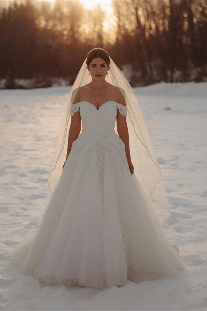 15+Winter Wedding Dresses 9 Off-Shoulder Winter Wedding Dresses with Romantic Allure