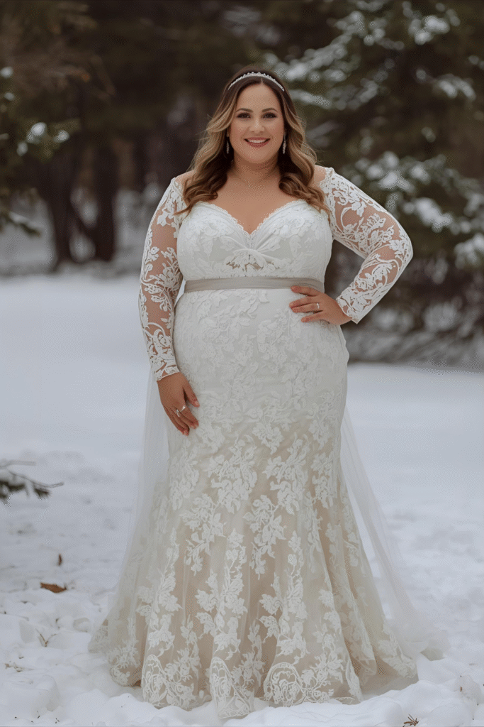 15+Winter Wedding Dresses 12 Plus-Size Perfection in Flattering Winter Wedding Dresses