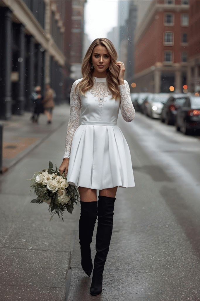 15+Winter Wedding Dresses 13 Short and Chic Winter Wedding Dresses for Civil Ceremonies