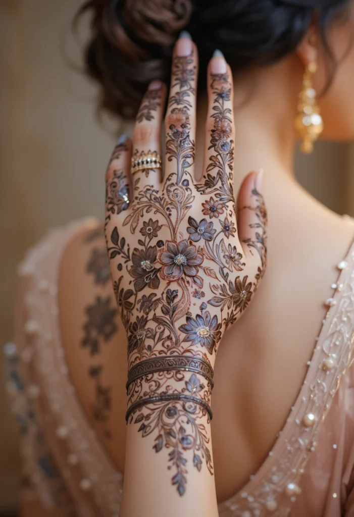 Floral Back Hand Mehndi Designs