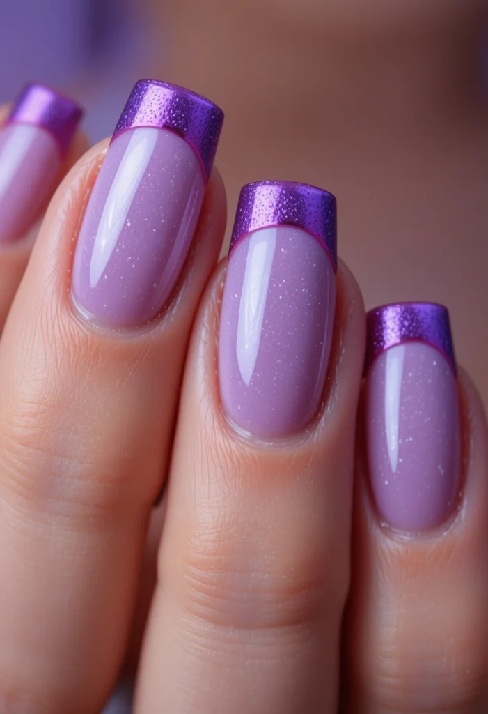  French Tip Purple Nail Designs