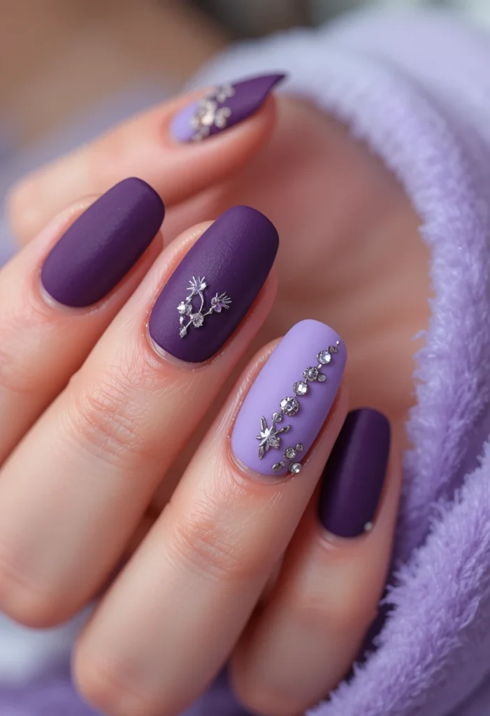 Matte Finish Purple Nail Designs