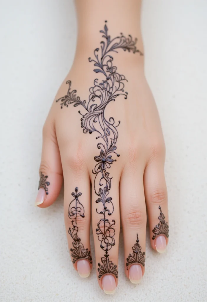 Minimalistic Mehndi Designs Front Hand