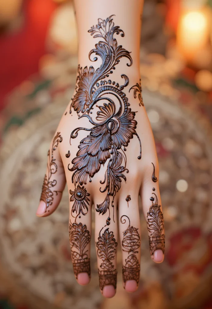  Peacock Inspired Mehndi Designs Front Hand