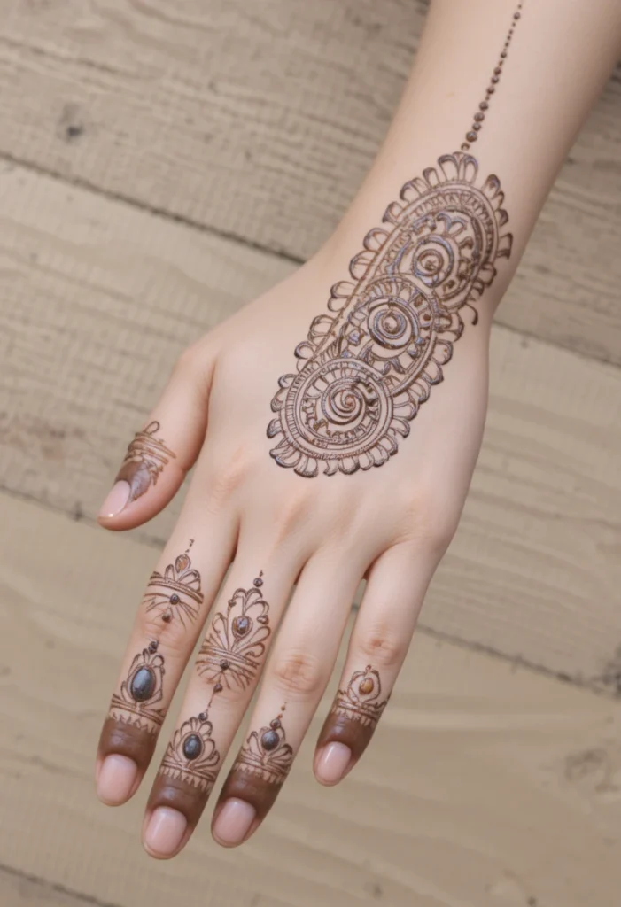 Spiral Chain Mehandi Designs