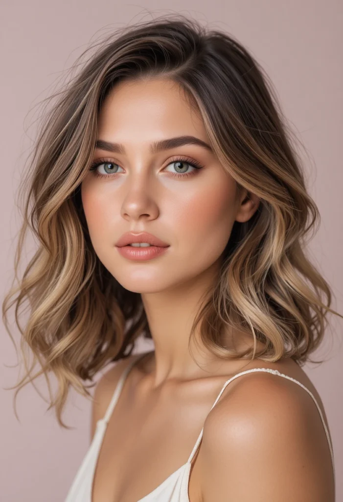 10+ Hairstyles For Round Faces 5 Wavy Medium-Length Hair