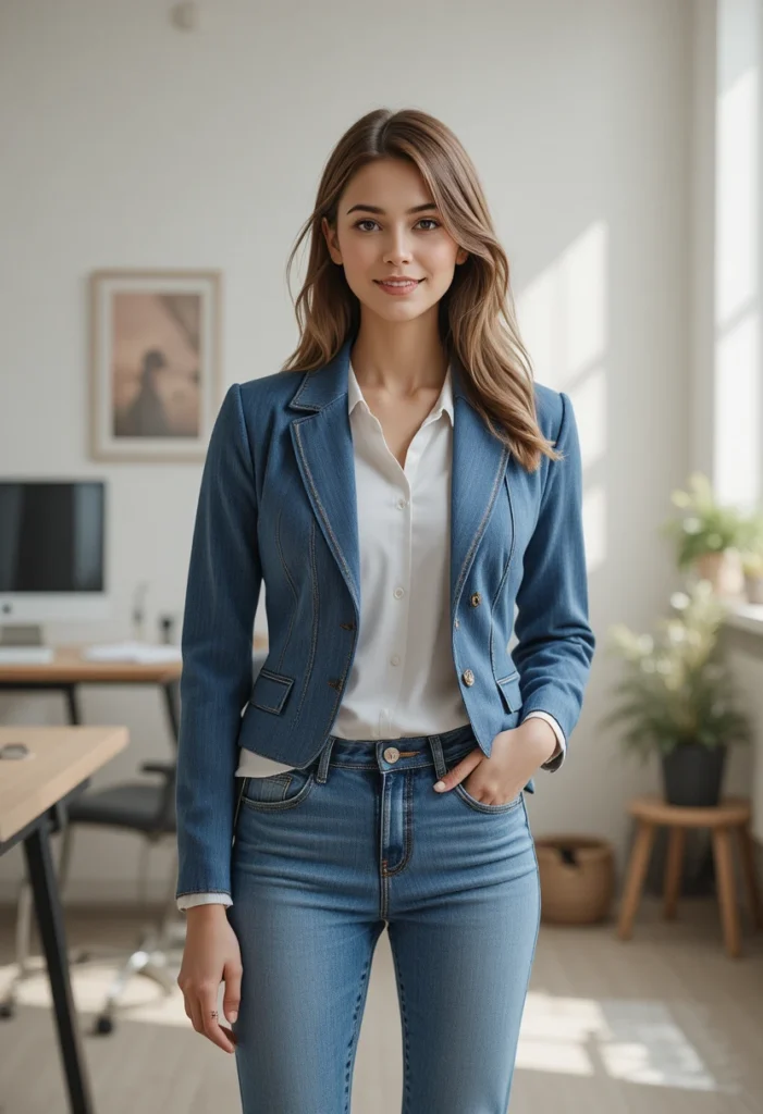 10+Business Casual Outfits with Jeans for Women 9 Casual Chic with Denim Jackets