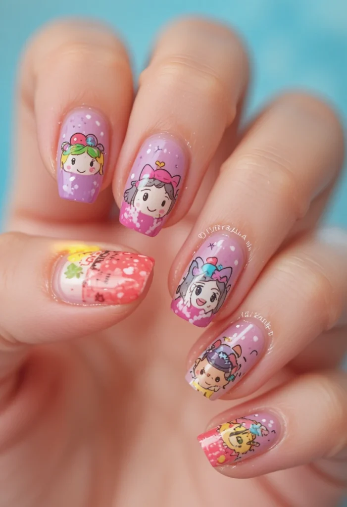Cute Nails for Kids: Cartoon Character Designs