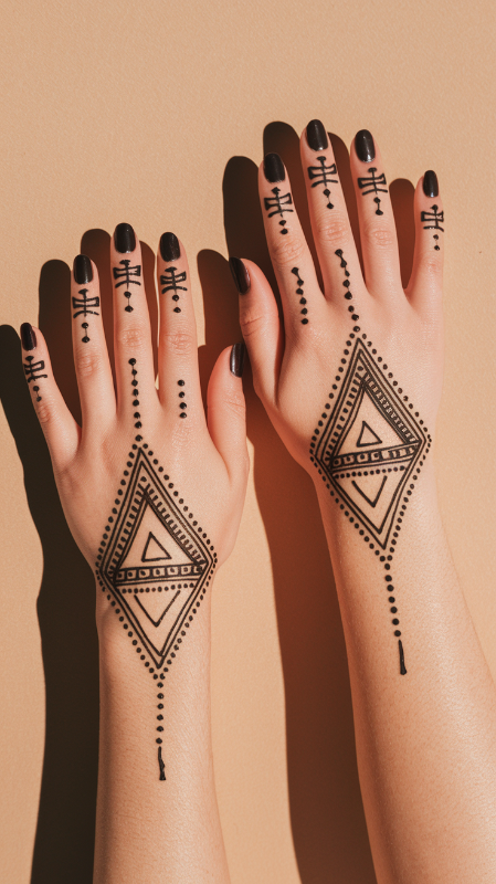 10+Simple Mehndi Designs: Elegance in Every Stroke 4 Geometric Simple Mehndi Designs