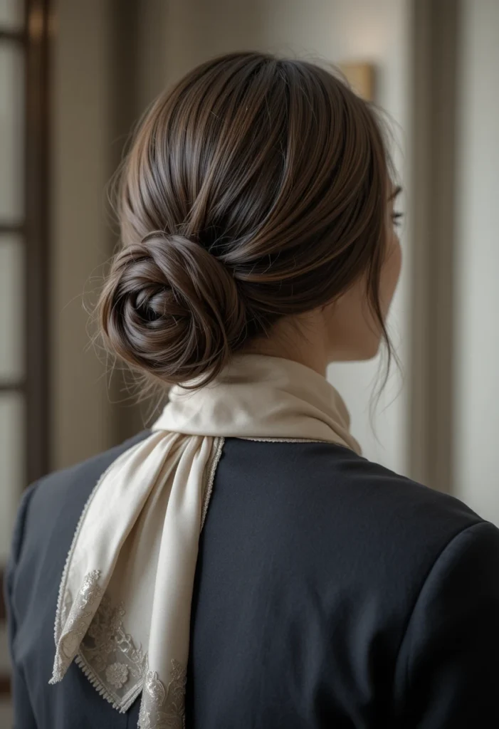 Low Bun Scarf Hairstyles