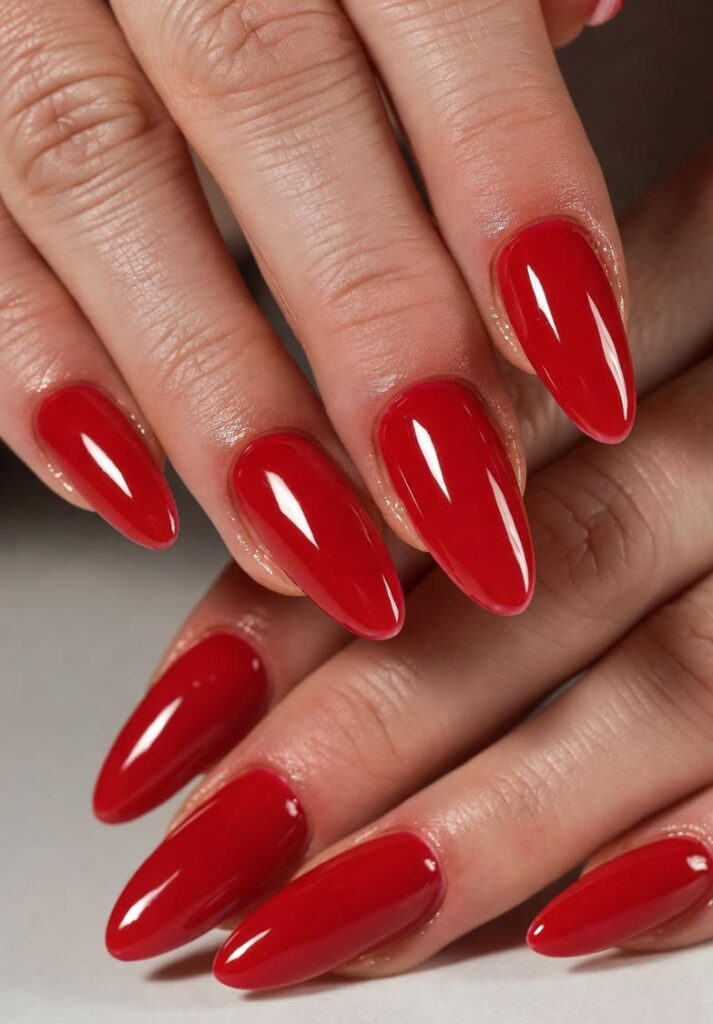 Top Almond Nails Ideas for 2025: Simple to Glam Designs 12 Bold Red Classic Almond Nails Ideas