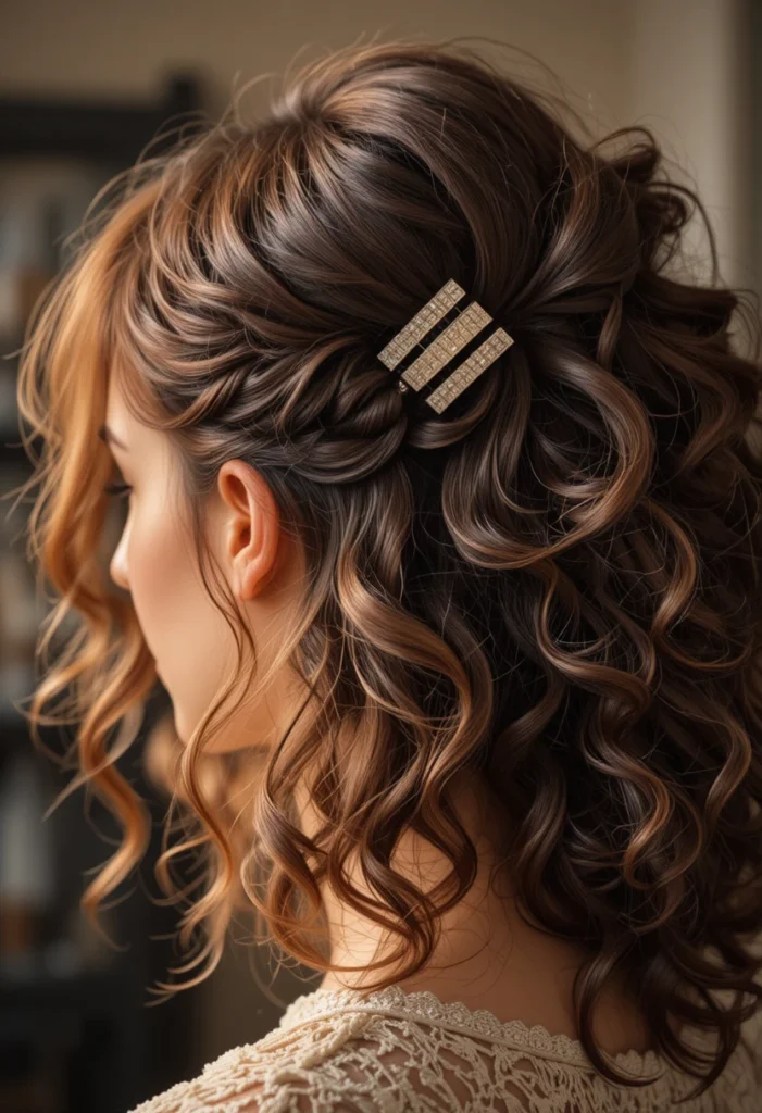  Soft Curly Clip-Back – Easy Claw Clip Hairstyles