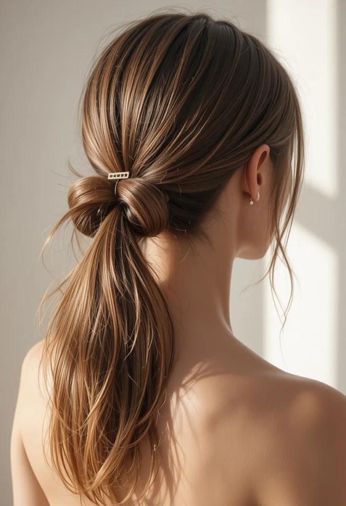 Low Clipped Ponytail – Easy Claw Clip Hairstyles