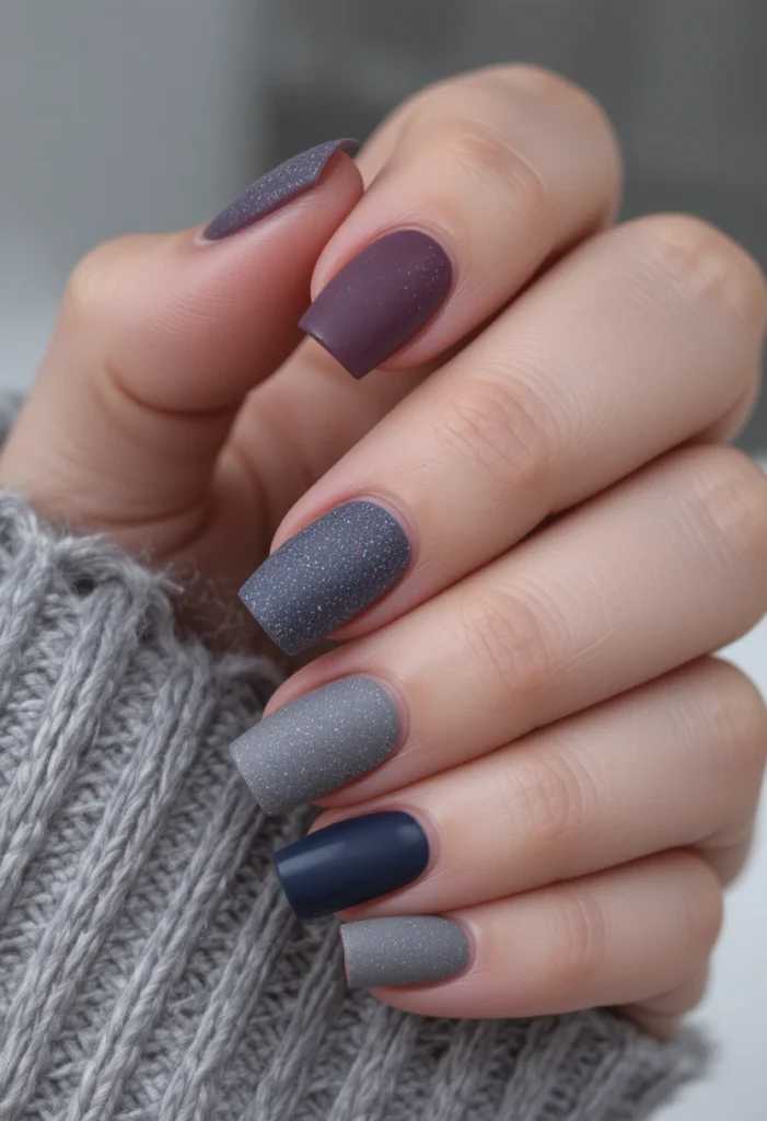 Frosted Matte Winter Nail Ideas