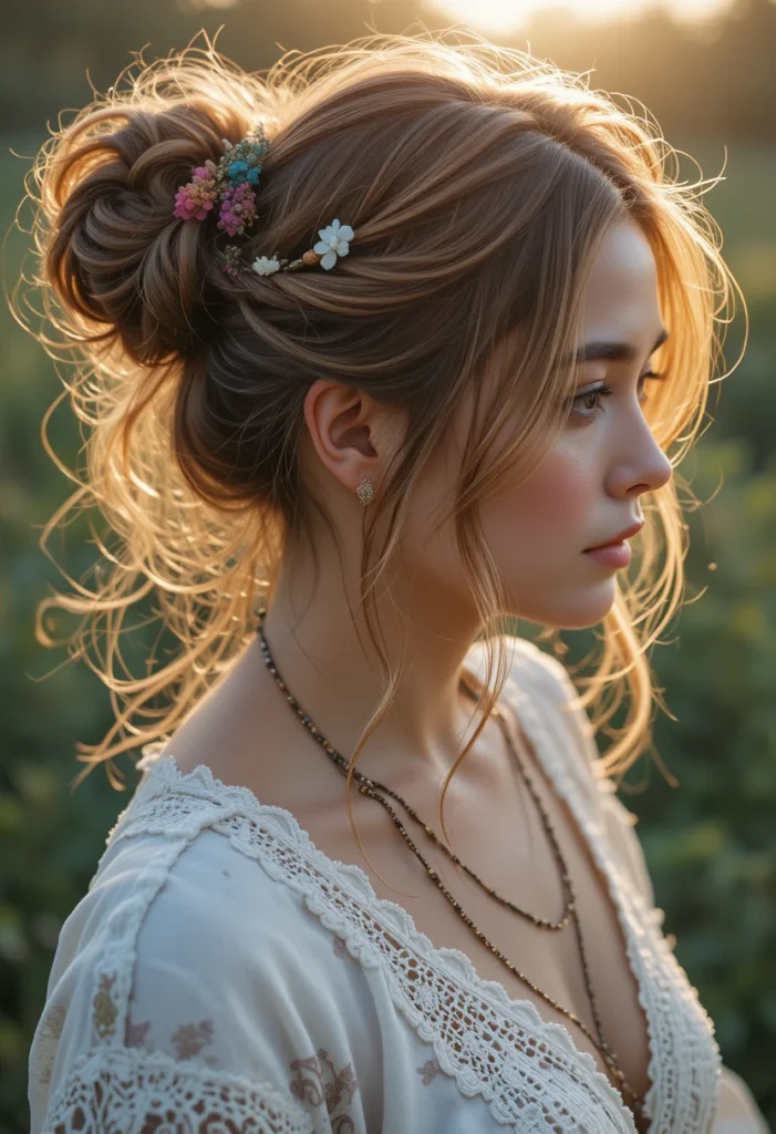 Boho Messy Bun Hairstyles