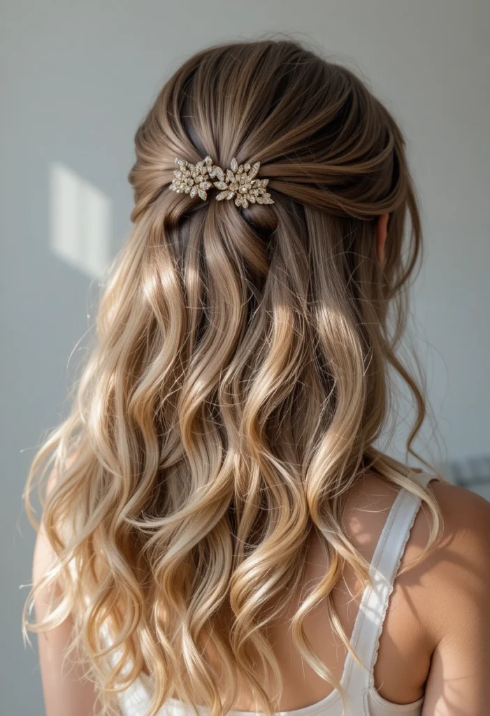 Half-Up Voluminous Clip Style – Easy Claw Clip Hairstyles