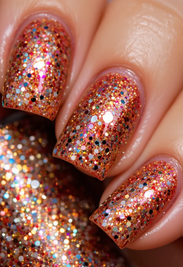 Glittery Holiday Winter Nail Ideas