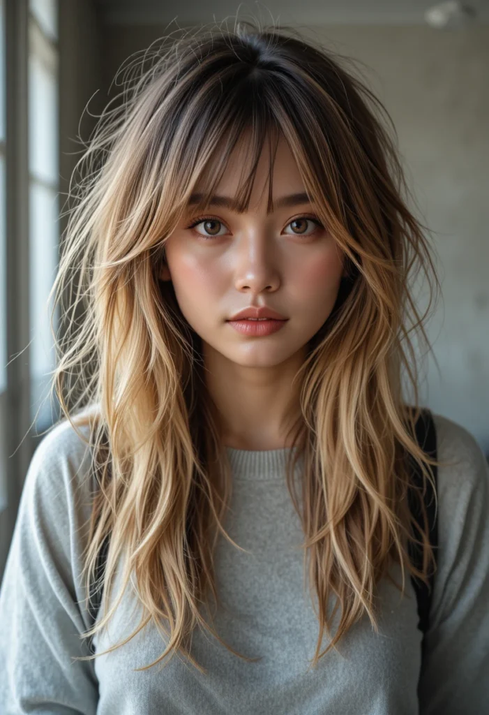  Textured Curtain Bangs