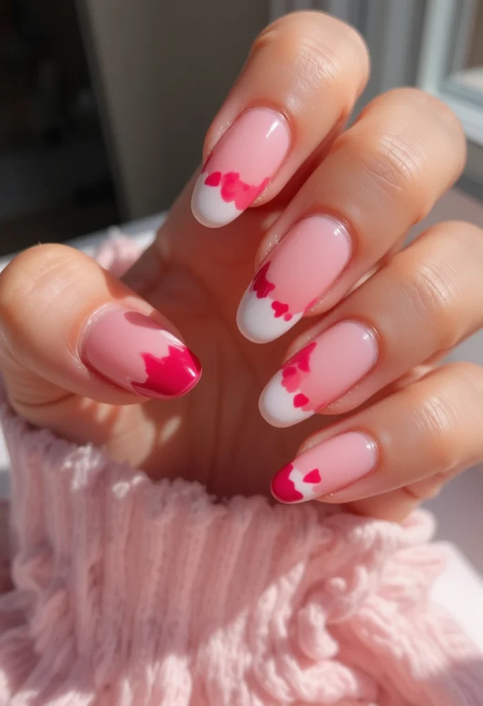  Pink French Tips with a Romantic Twist