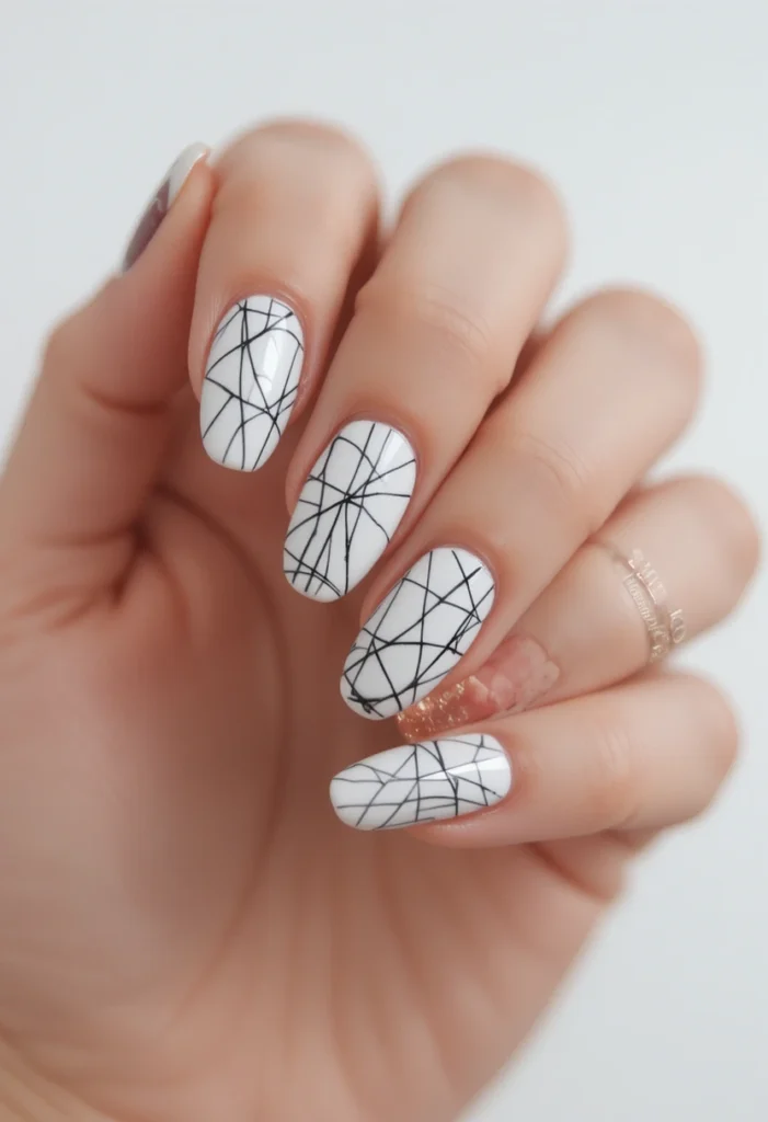  Trending 2025 Nail Designs: Abstract Line Art Styles